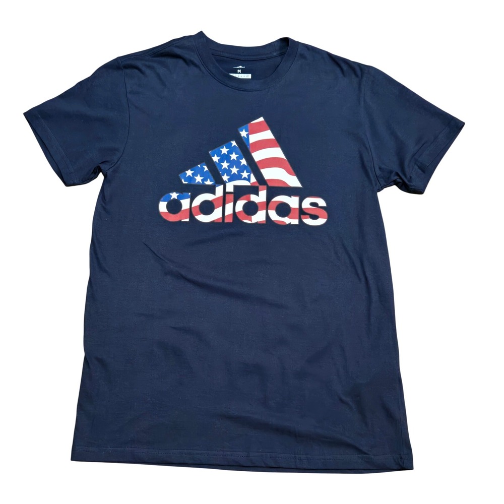 Adidas Golf Mens Navy Blue Americana USA Flag Logo Cotton T-Shirt Size M